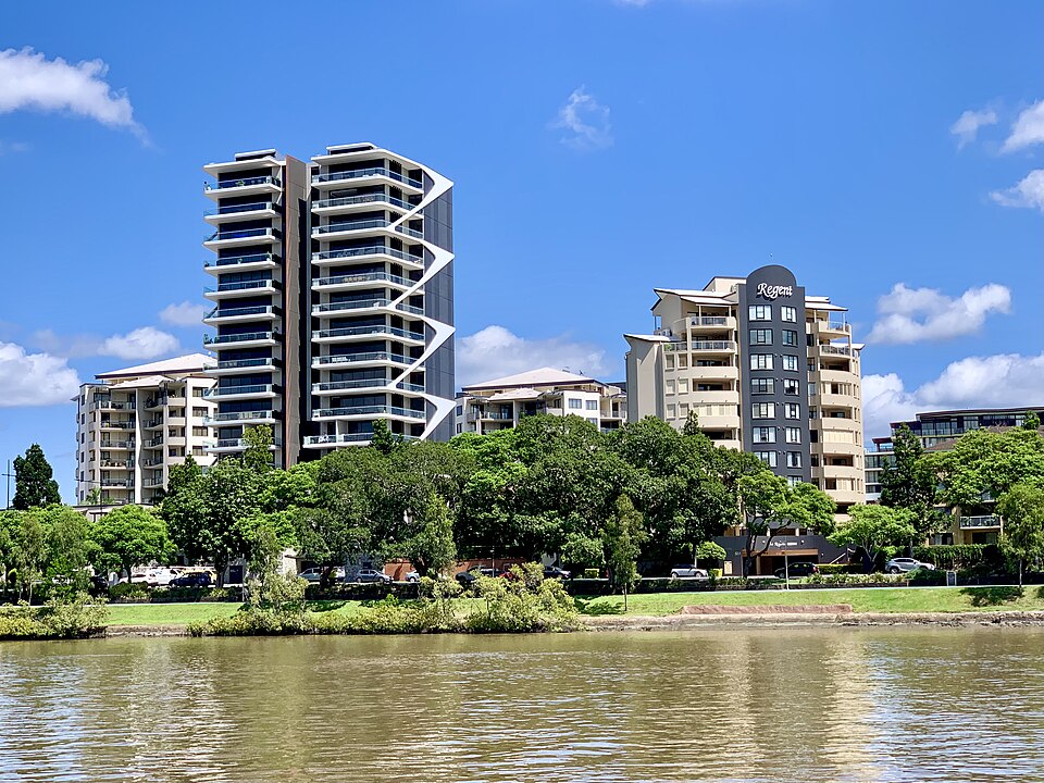Toowong apartment buildings seen from the Brisbane River